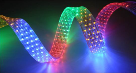 Пятипроводный плоский  светодиодный дюралайт Чейзинг мульти 4 цвета