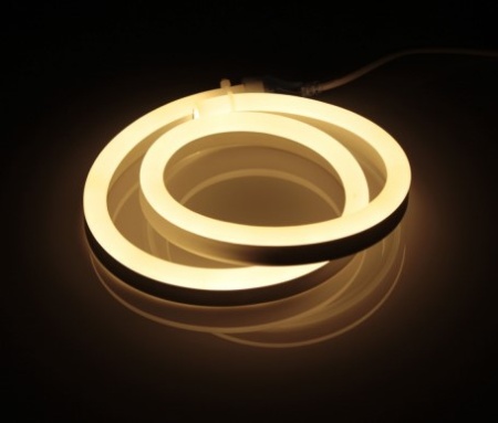 Гибкий Неон 220V, кат. ПРОФЕССИОНАЛЬНЫЙ, 12*25 мм, теплый белый