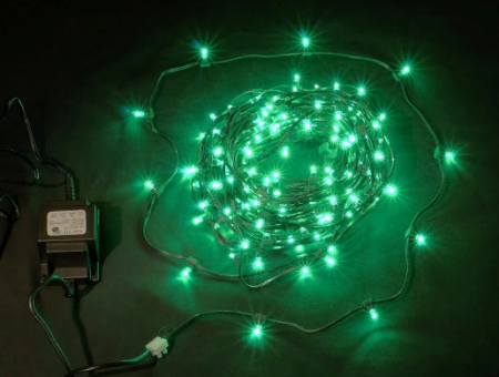 Светодиодная гирлянда "Клип-лайт" 12V, 100 м, зеленая, темный провод