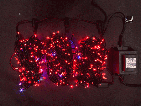 Светодиодная гирлянда 3 нити по 20 м, 24V, RGB Хамелеон, черный провод, RL-T3*20N2-B/ARGB